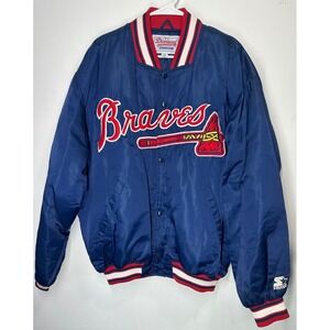 Vintage Starter Diamond MLB Atlanta Braves Satin Bomber Jacket - XL